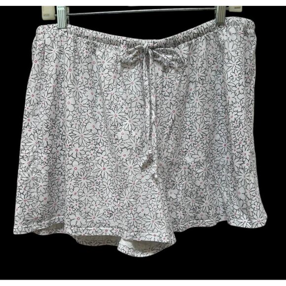 Character 1X Pajama Set Shorts Cotton Blend Daisy Floral White Pink - Picture 5 of 8